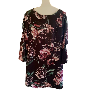 JAX Black Label Floral Dress Bell Sleeves Lace Inlay